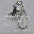 high quality new design teardrop opal silver ring with white stone.